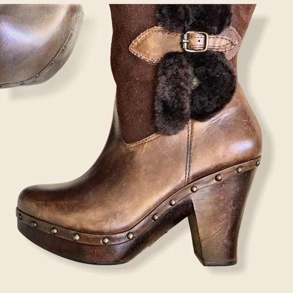 RARE Frye Ella Shearling Sheepskin FoldOver Boot - Picture 5 of 16